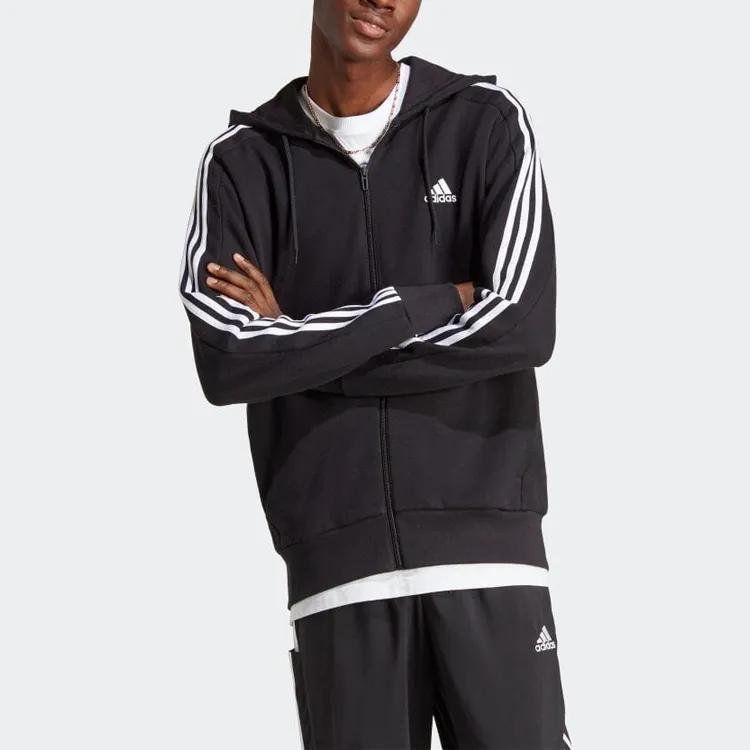 Adidas Essentials French Terry 3 Stripes Full Zip Hoodie-2