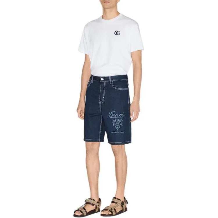 GUCCI Logo Detailed Denim Shorts-3