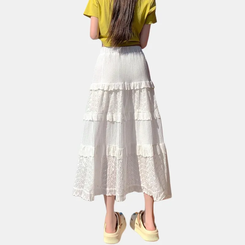 FOREVER 21 Casual Long Skirt Women's White-3