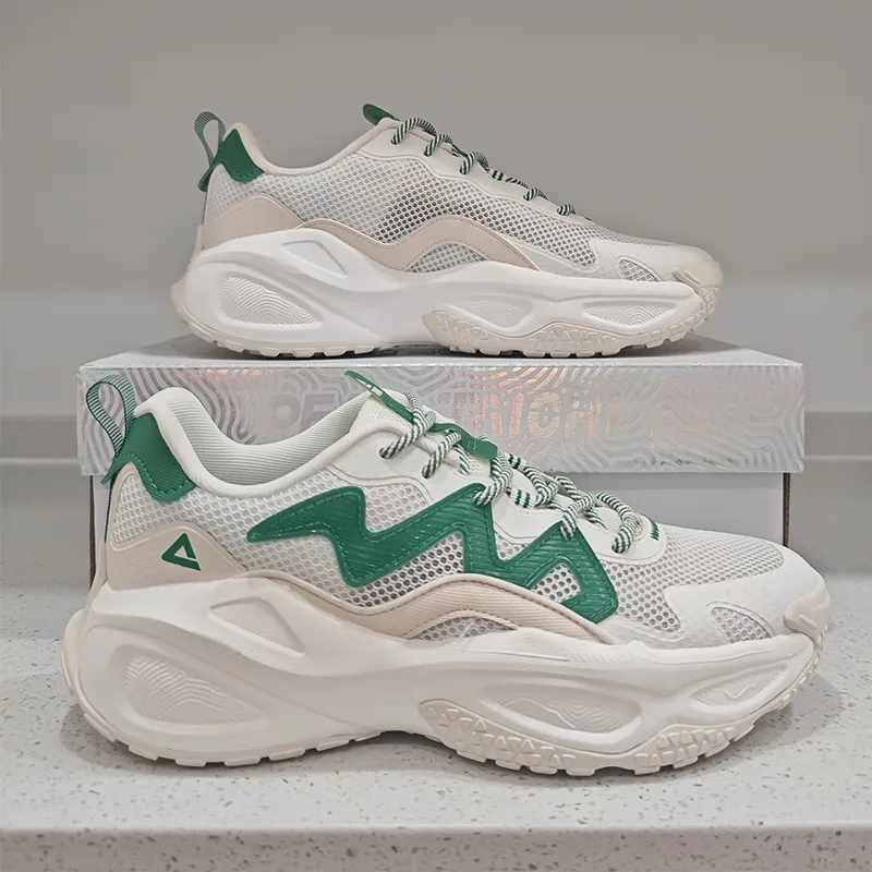 PEAK Tai Ji1.0 Cushioned Wear-Resistant Slip-Resistant Low-Top Casual Shoes Men's Beige White Green-1