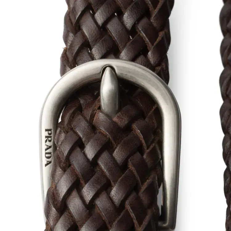 PRADA Calfskin, Hardware Accessories Leather Belts Men's Brown -2