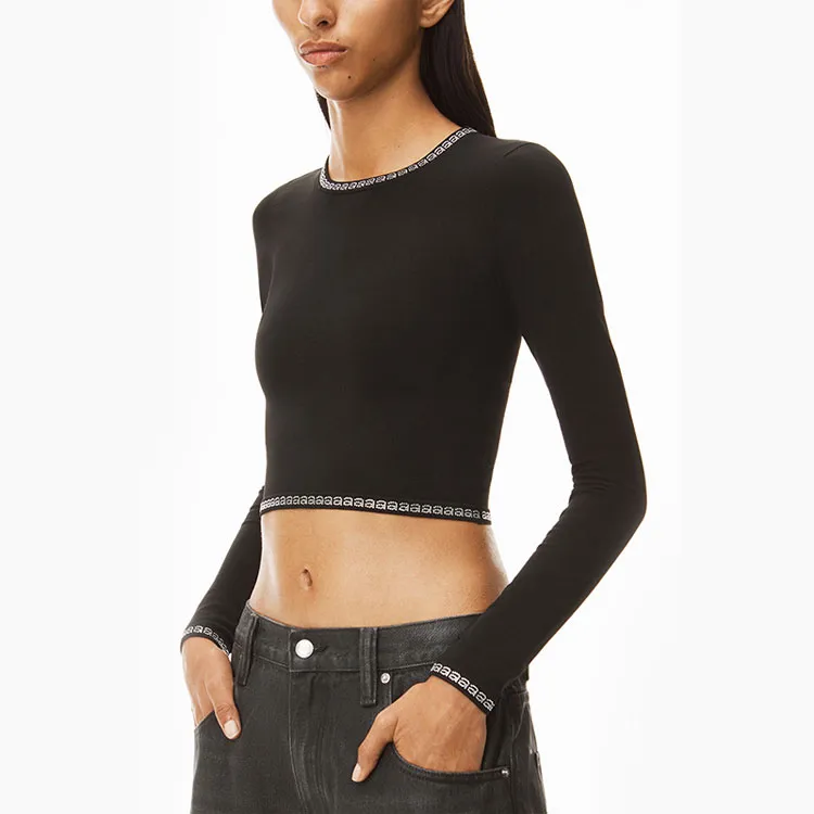 Alexander Wang Embellished logo Cropped T shirt-3
