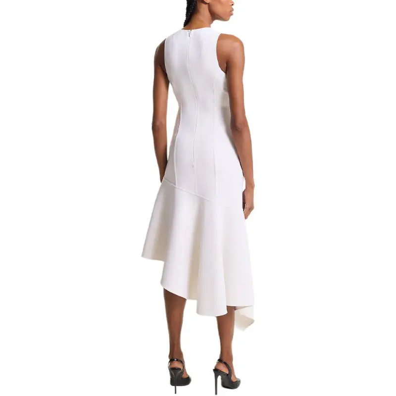 MICHAEL KORS Stretch Wool Asymmetric Sheath Dress-3