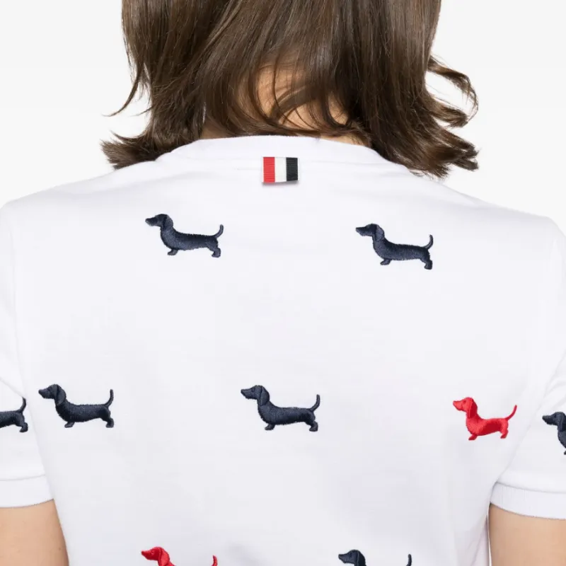 THOM BROWNE Embroidered hector Dog Logo T shirt-4
