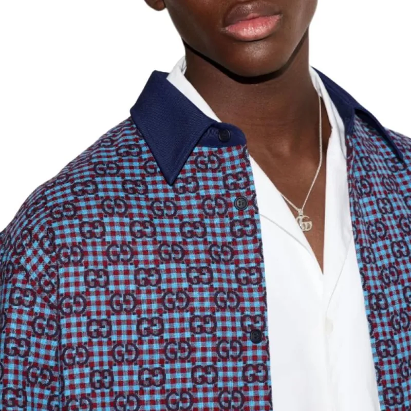 GUCCI Shirts Men Blue-4