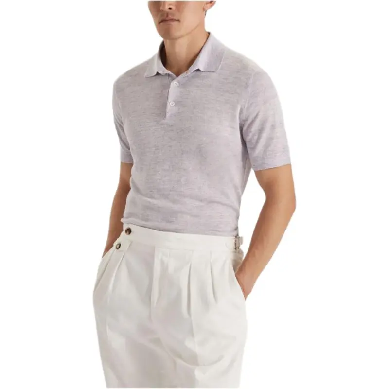 Brunello Cucinelli Short Sleeved Ribbed Knit Polo Shirt-1