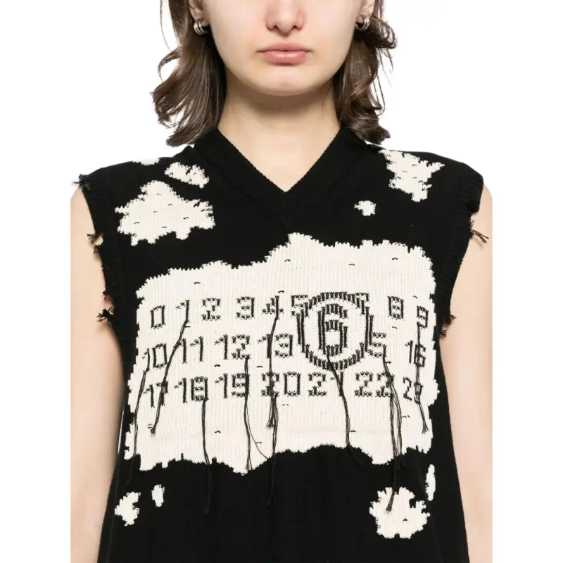 MM6 Maison Margiela Numbers Motif Knitted Vest-4