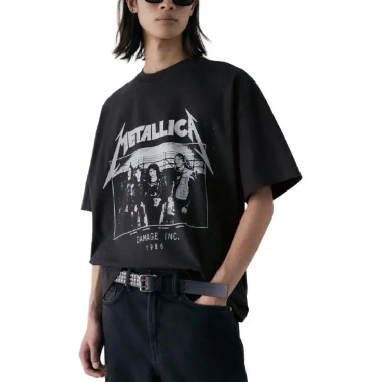 H&M T Shirts Men Black-2