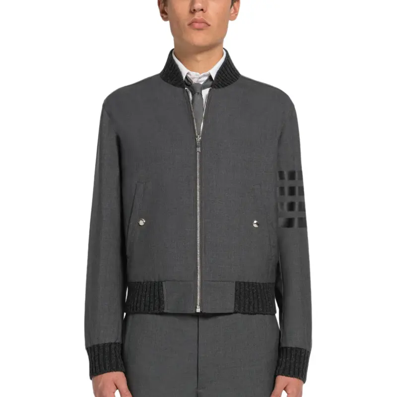 THOM BROWNE 4 Bar Stripe Wool Bomber Jacket-3