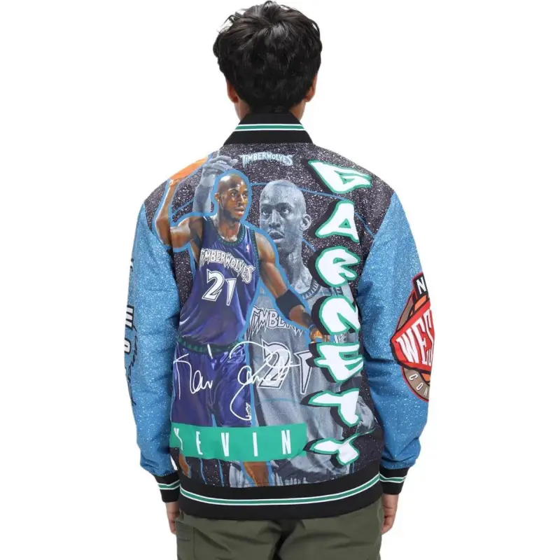 Mitchell & Ness Minnesota Timberwolves 21 Kevin Garnett Player Jacket Men's Multicolor/White-3