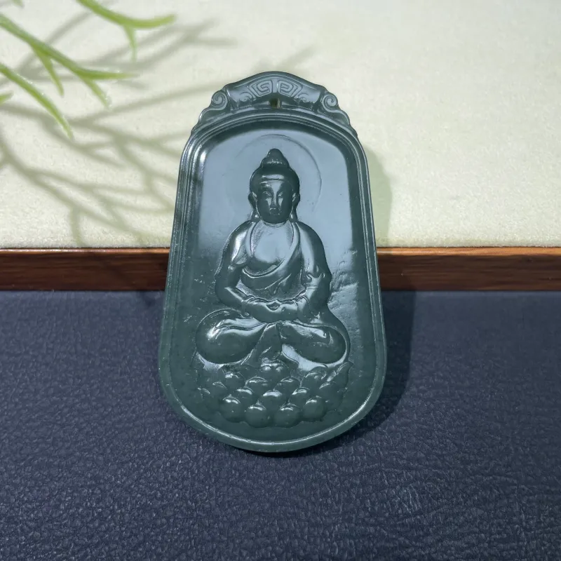 BUDOUXIAOAI Hetian Jade Pendants Green Jade Unisex-5