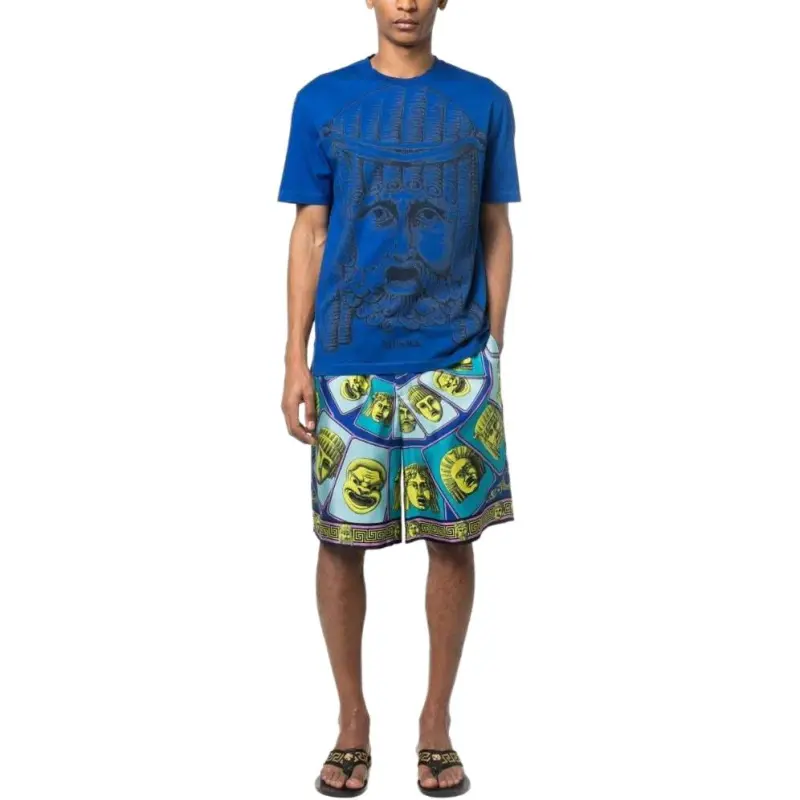 VERSACE Le Maschere Print Silk Shorts-1