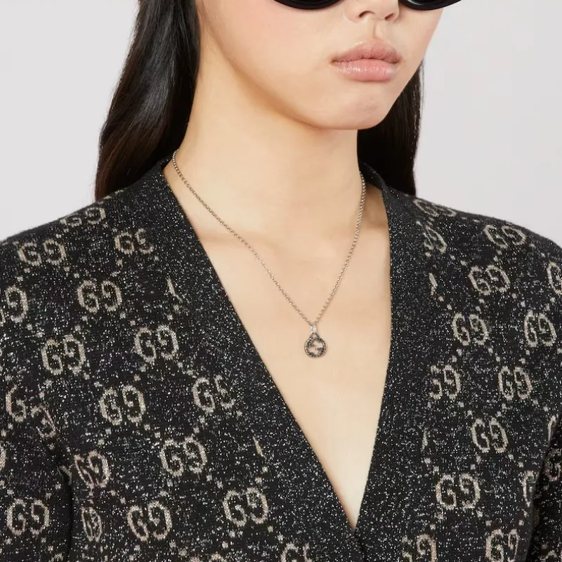 GUCCI Interlocking G 925 Silver Necklace-4