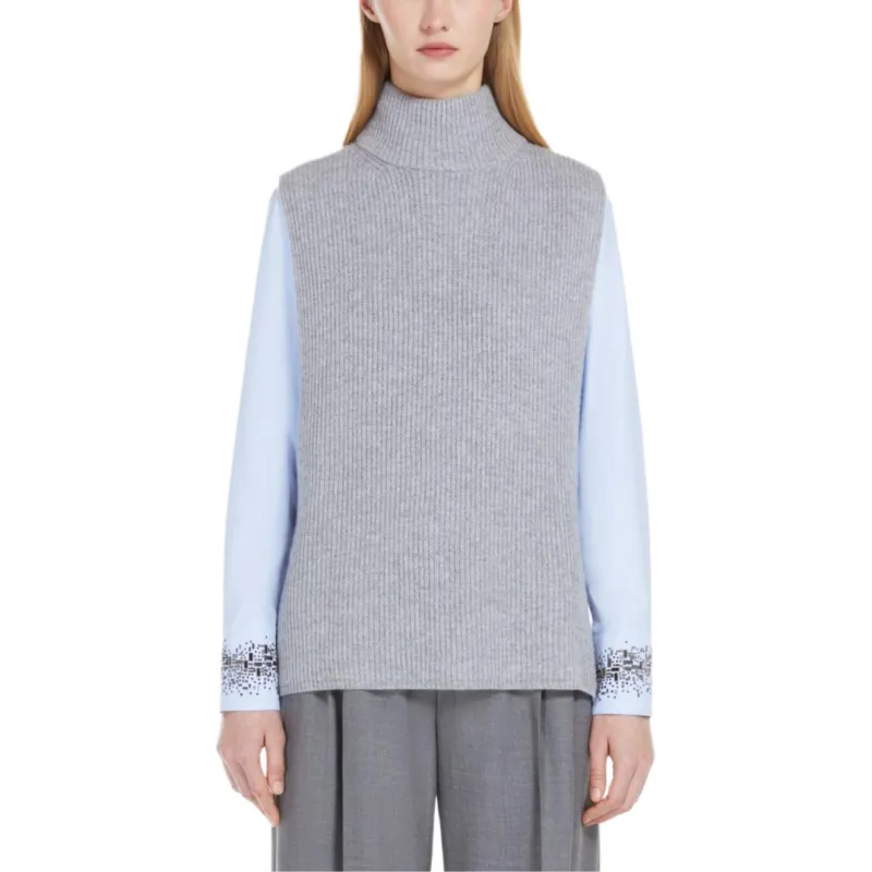 MaxMara Turtleneck Ribbed Sleeveless Top-2