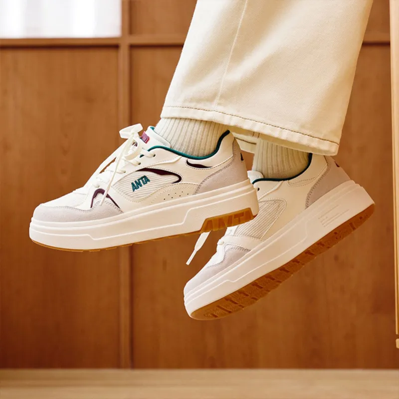 Anta Life Collection Anti Slip Wear Resistant Low Top Skateboard Shoes Women's White Red Green-2