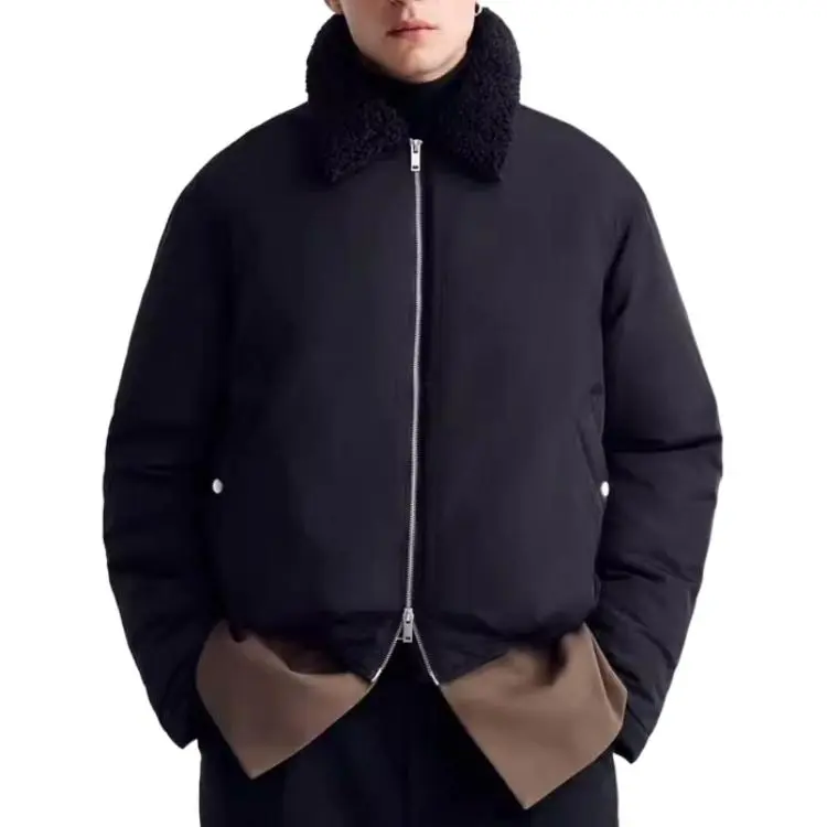 ZARA Puffer Jackets Men Black-4