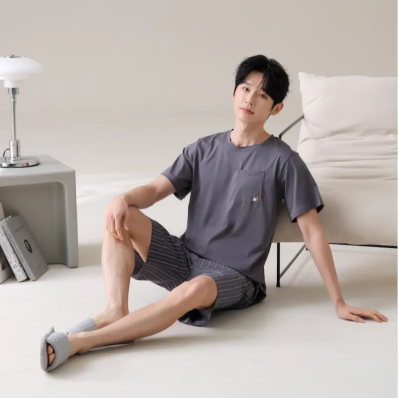HUADAOJI Pajama Set Men's Dark Gray-3