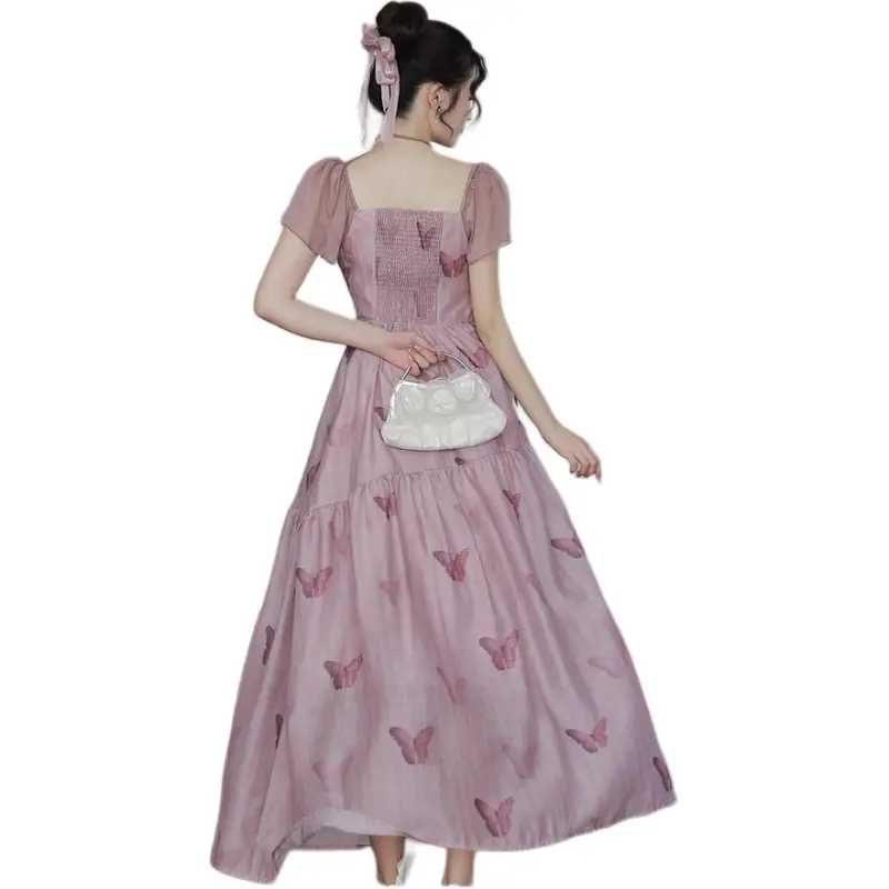 ONNFB Short Sleeved Dress Women's Dancing Butterfly-0