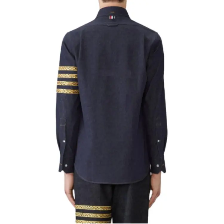 THOM BROWNE 4 Bar snake Denim Shirt-4