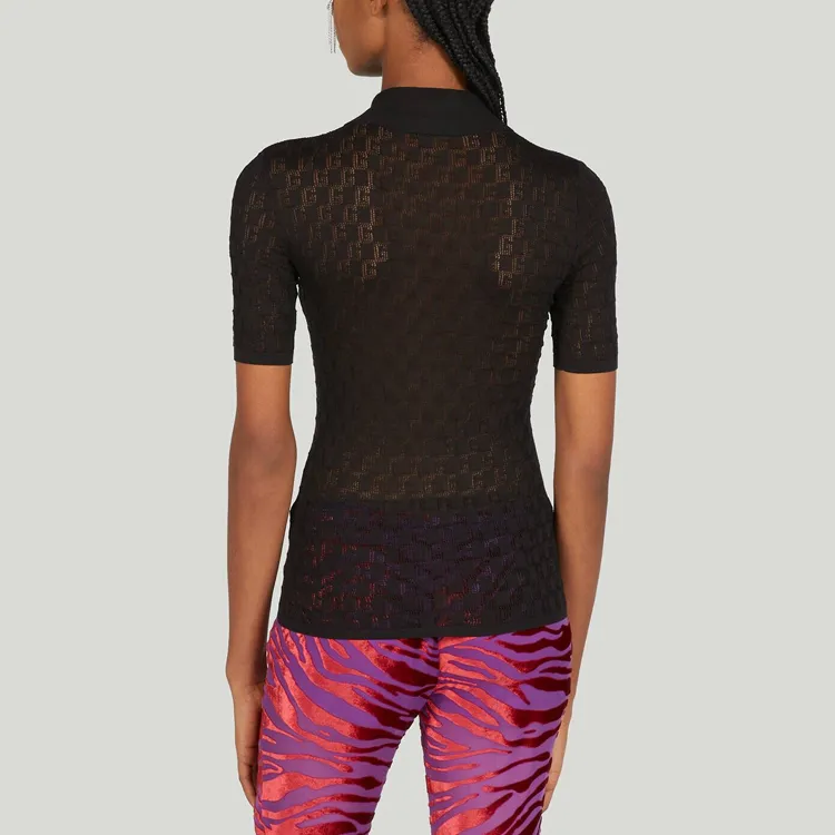 GUCCI Geometric G Knitted Polo Shirt-4