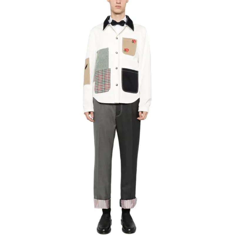 THOM BROWNE Two Toned Tailored Trousers-2