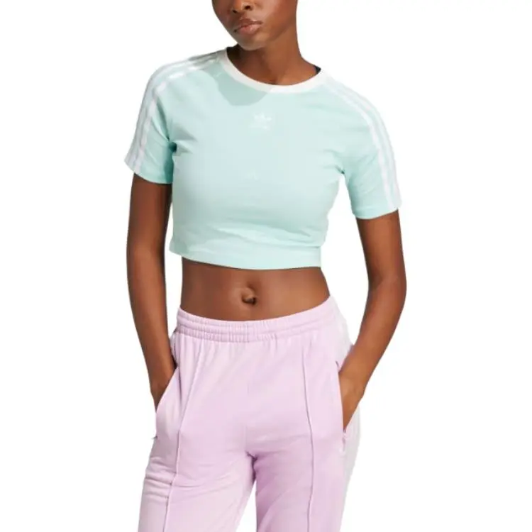 Adidas Women's 3 Stripes Baby T Shirt Semi Flash Aqua-2