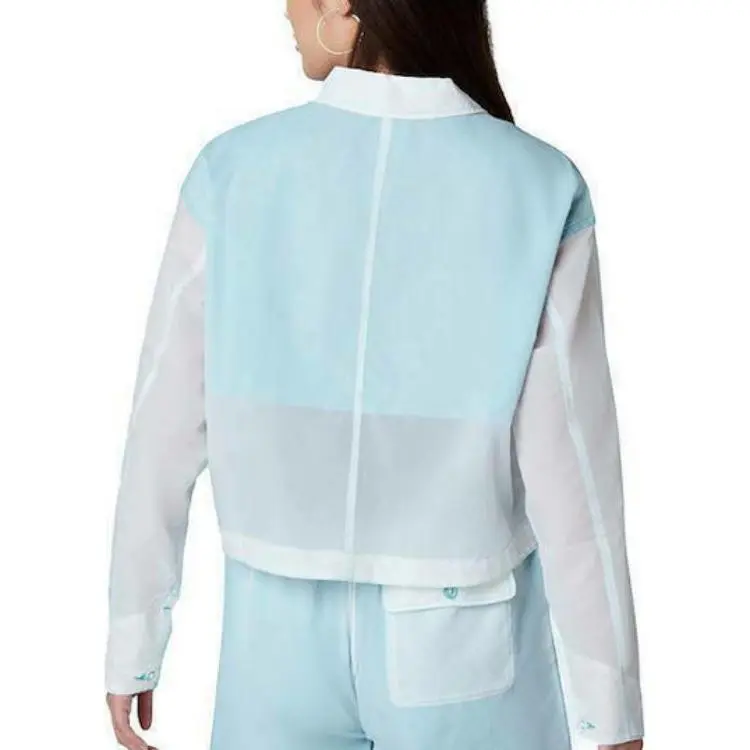 Converse Sheer Utility Cropped Coat Women's Blue-3