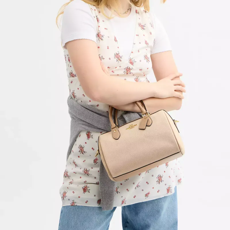 COACH Rowan Coated Canvas Handbag Medium Size Women's Brown-3