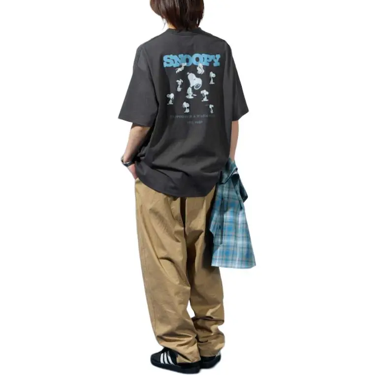 Peanuts X FREAK'S STORE T Shirts Unisex Charcoal Gray-1