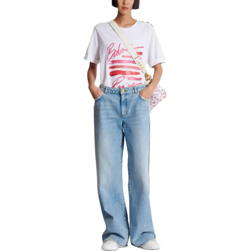 BALMAIN Frayed trim Straight leg Jeans-1