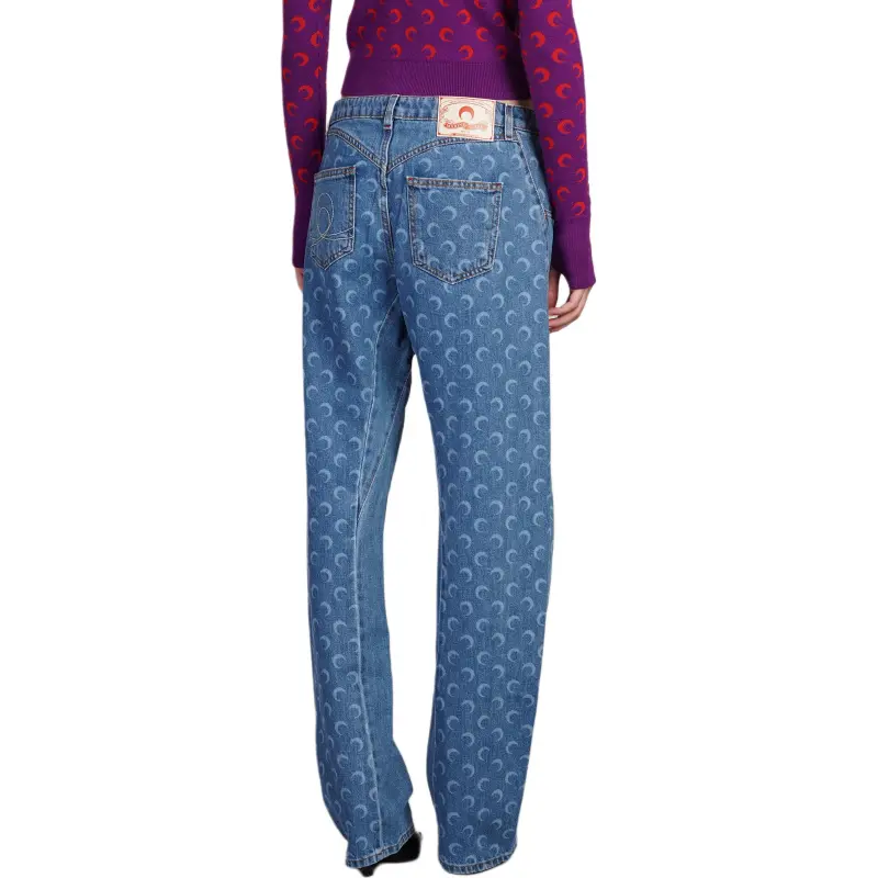 Marine Serre Moon Printed Logo Patch Jeans-4