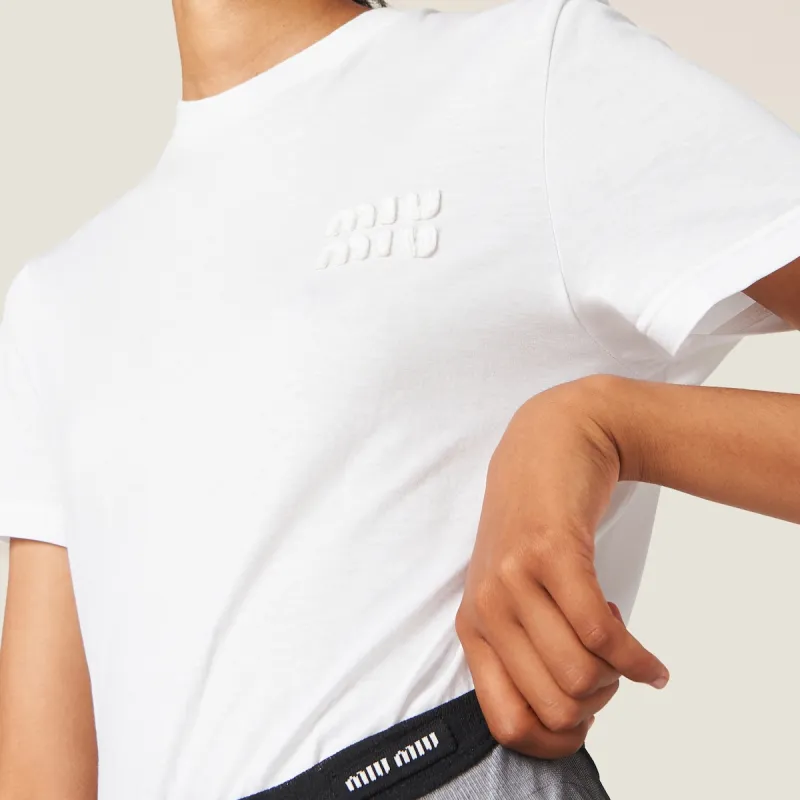 MIU MIU Logo appliqué Cotton T shirt-3