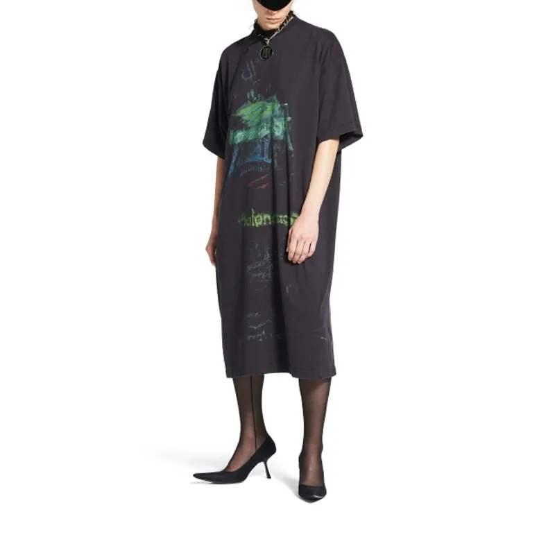 Balenciaga SS25 Short Sleeved Dresses Women's Faded Black-1