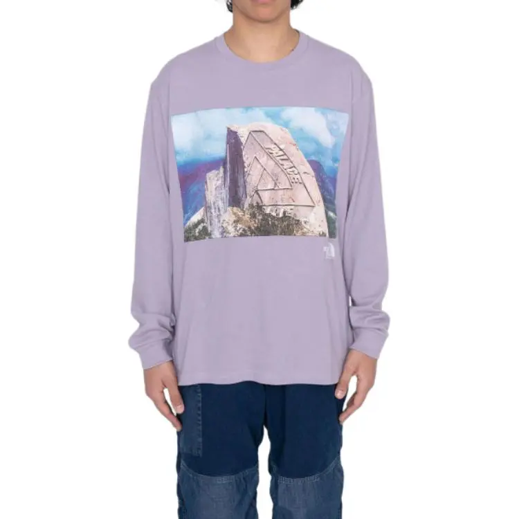 PALACE X The North Face Label Longsleeve Graphic T shirt-2