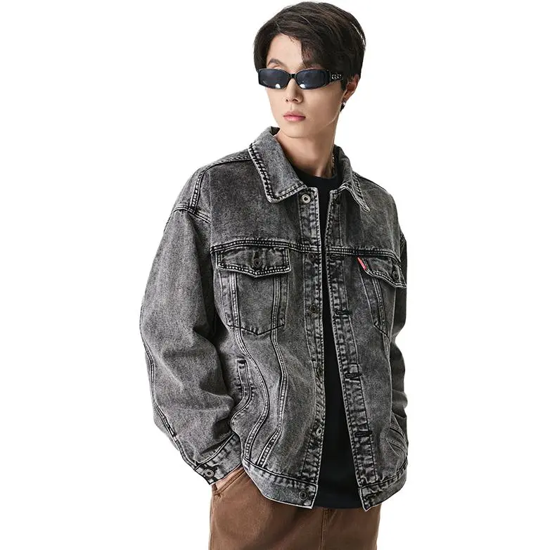 JASONWOOD Cowboy On The Run Denim Jacket Unisex Black Gray Color-3