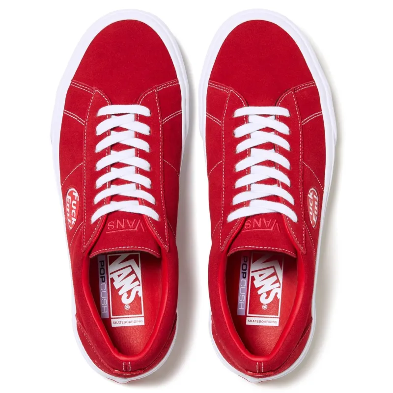 Supreme x Vans SID Anti Slip Wear Resistant Low Top Skateboard Shoes Unisex Red White-3