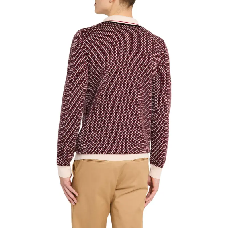 Valentino All Over Patterned Long Sleeved Knitted Polo Shirt-5