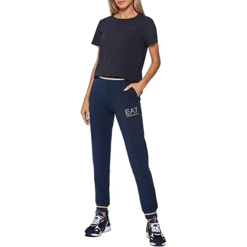 EMPORIO ARMANI EA7 SS23 Knitted Sports Pants Women's Marine Blue-1