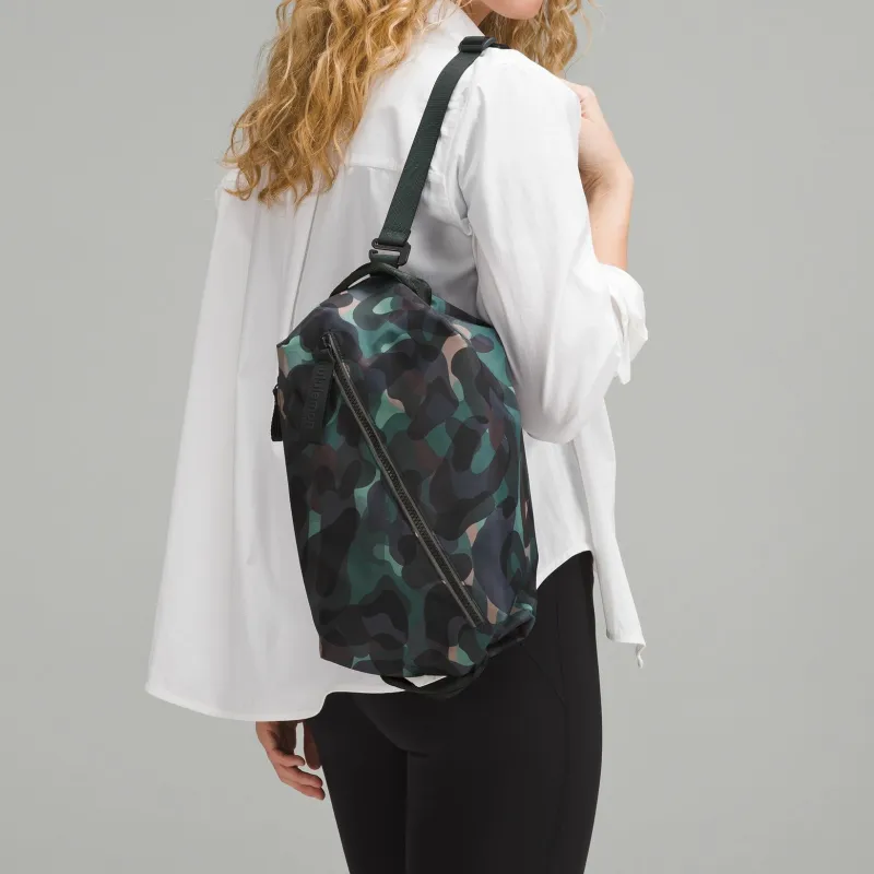 Lululemon Water-Resistant Fabric Shoulder Bag Regular Unisex Wavy Maze Flute Multi-Piece Black Pine-3