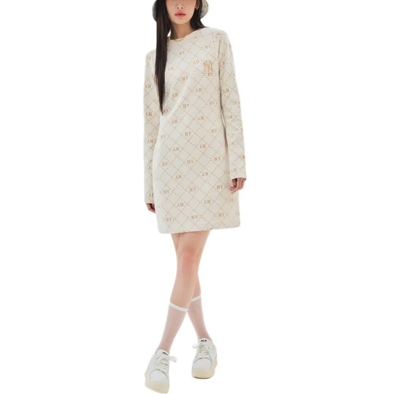 MLB Long Sleeved Dresses Women's Ecru-4