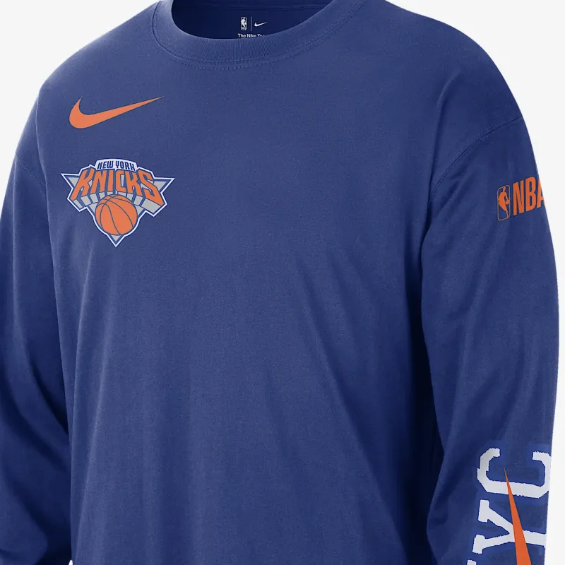 Nike New York Knicks Courtside City Edition Men's Nike Nba Max90 Long Sleeve T Shirt-3