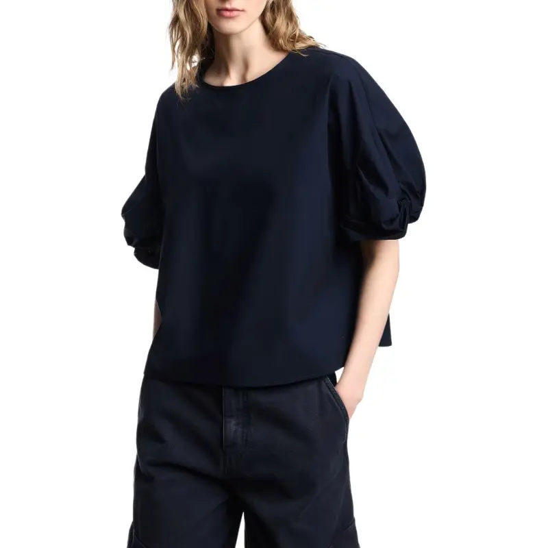 EMPORIO ARMANI Poplin Blouse With Twisted Sleeves-1