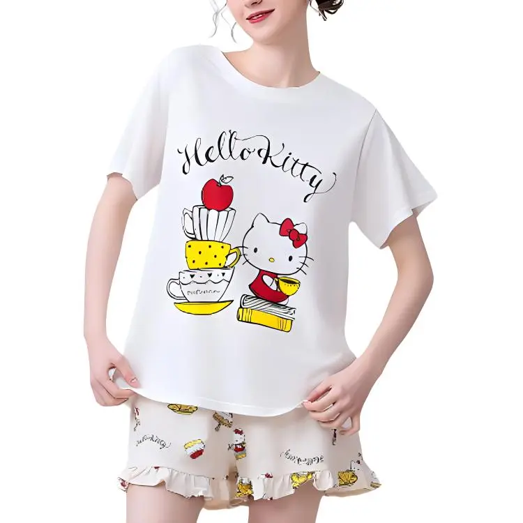 Tutuanna* x Hellokitty Pajama Set Women's Whitish-2