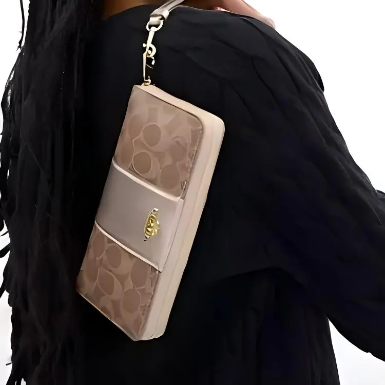 COACH Boxed Coated Canvas Wallet Small Size Women's Tan Light Champagne-4