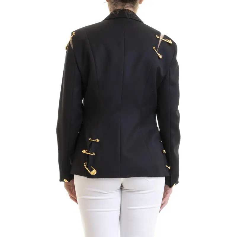 VERSACE Safety Pin Notch Lapel Blazer 'Black'-2