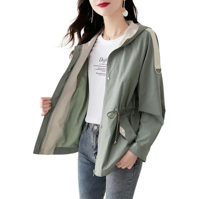 Still Quiet Trench Coat Women's Pea Green-3