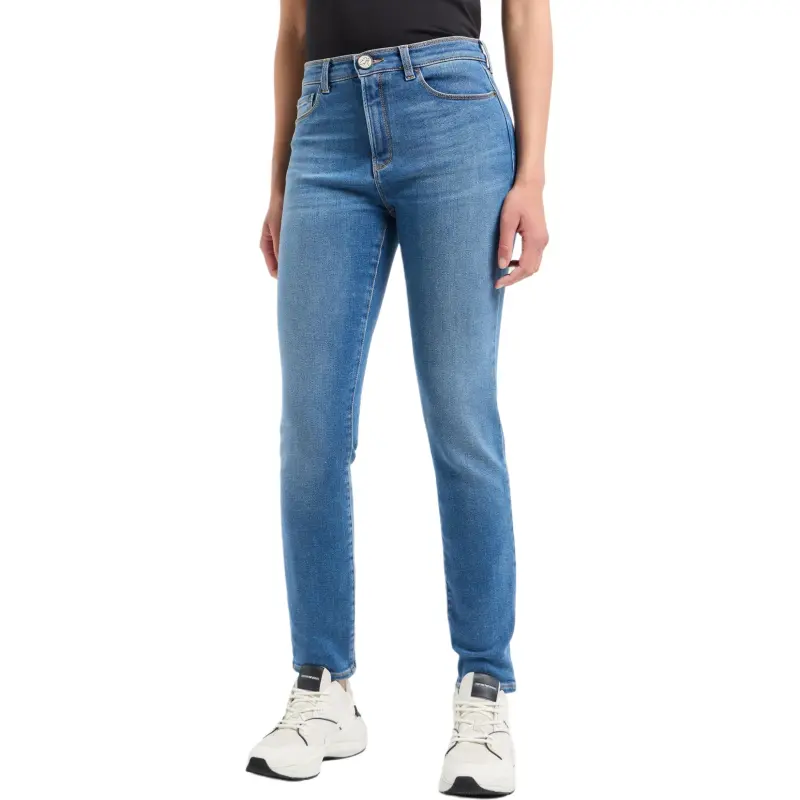 EMPORIO ARMANI Asv J20 High waisted Super skinny Leg Jeans In A Worn look Organic Stretch Denim-1