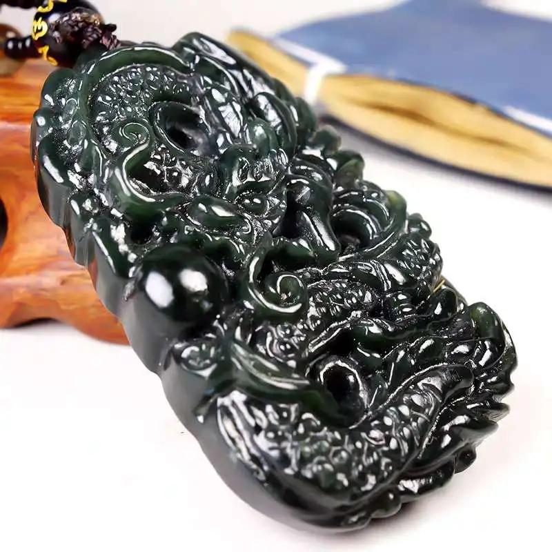 JUNWEN Hetian Jade Necklaces Green Jade Unisex-5