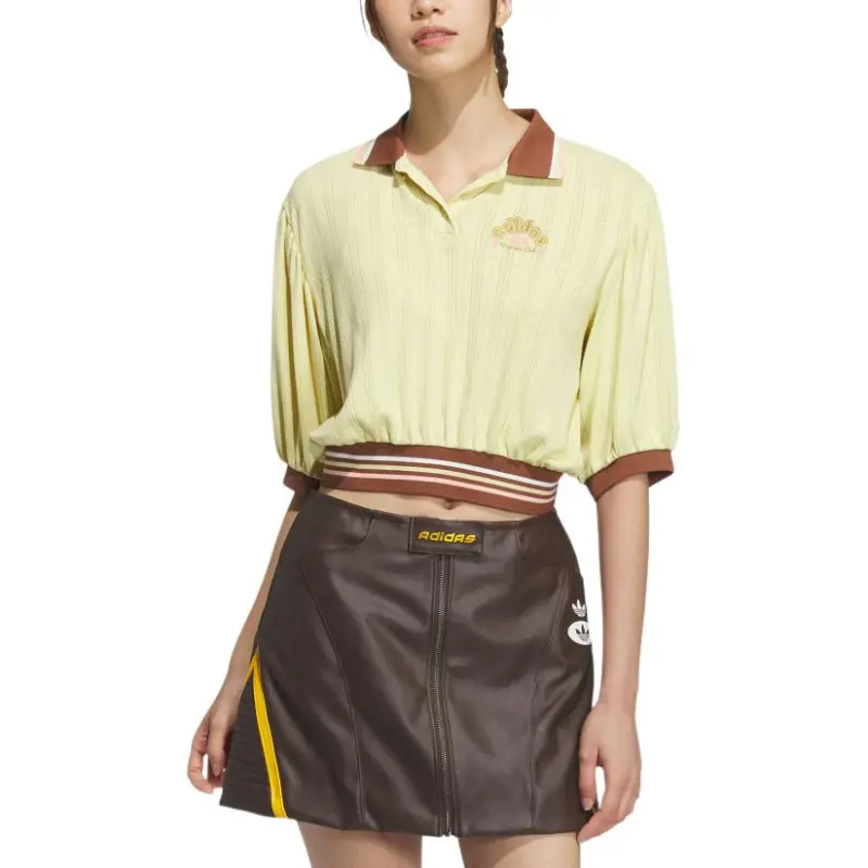 Adidas Originals RETRO Polo Shirt Women's Powder Yellow-1