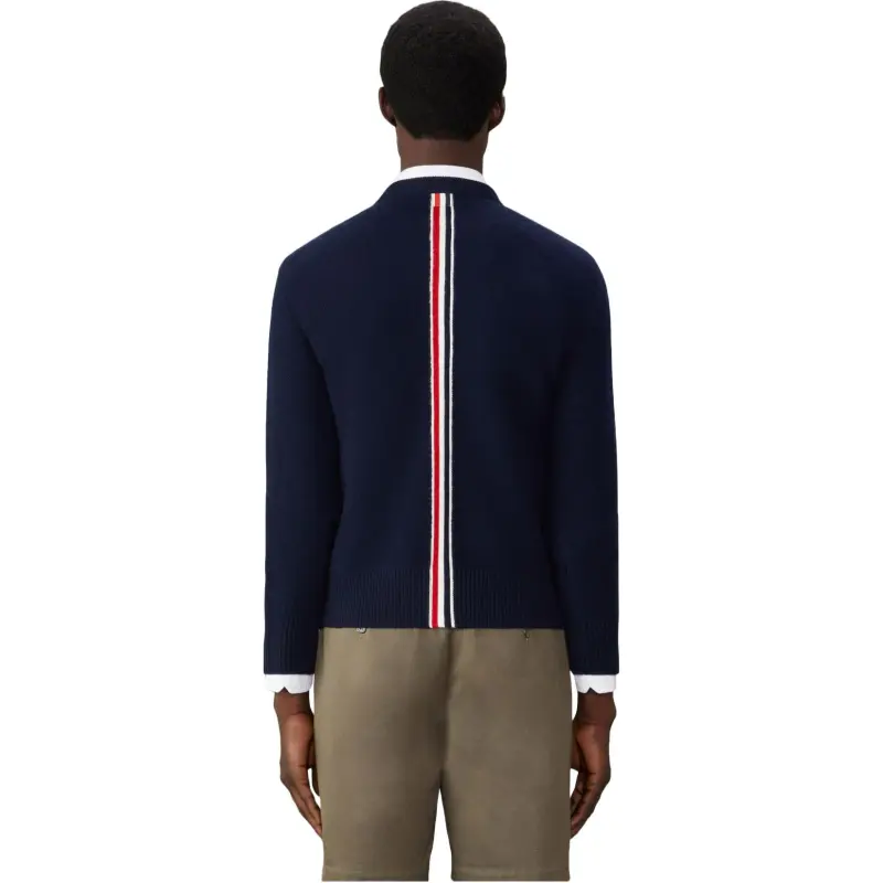 THOM BROWNE Rwb Stripe V Neck Knitted Cardigan-4